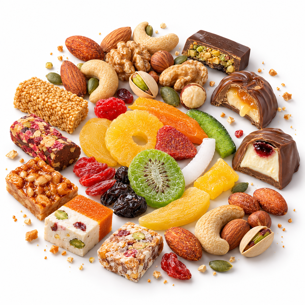 Create your own CrazyNuts mix with nuts, dried fruits, chocolate and malaben